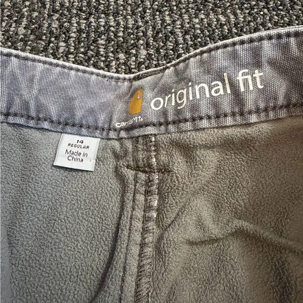 Carhartt Lined Jeans Womens 14 Grey Canvas Lined Carpenter Workwear Trousers - Image 4