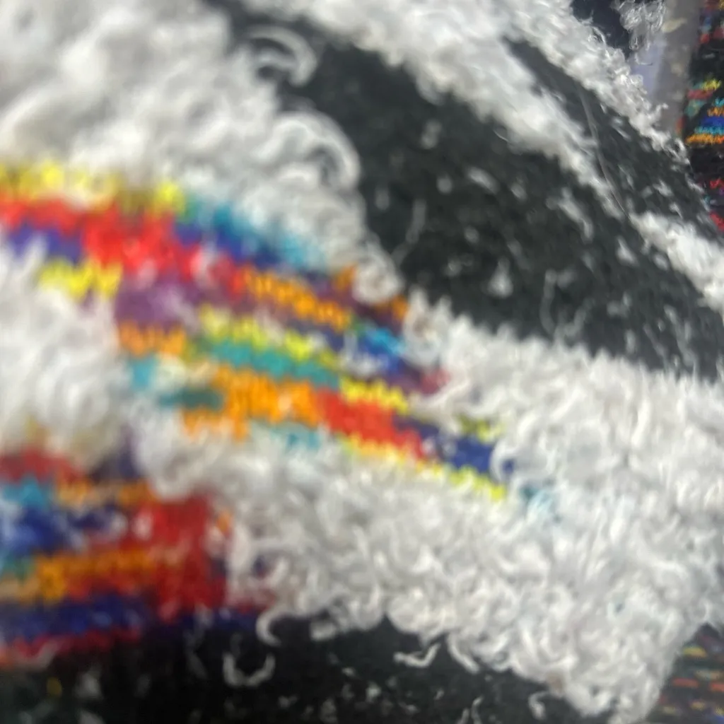 Aztec Patterned Open Cardigan S/M Pale Gray Black and Southwestern Color Block Size M - Image 5