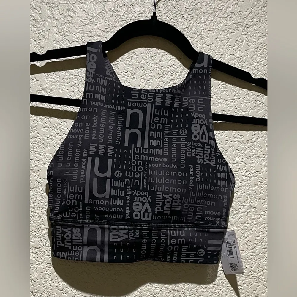 Lululemon NWT Energy High Neck Longline Bra Ombre Black Graphic Crop Top Size 2 - Image 5