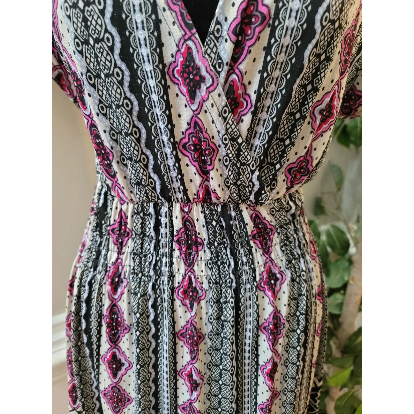 Cristina Love Dress Women Small Multicolor Boho V Neck Short Sleeve Casual - Image 4