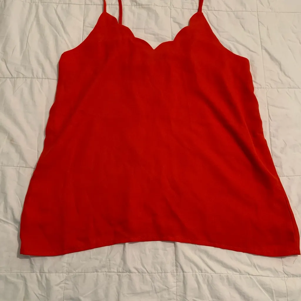 Shinestar  Vibrant Red Scalloped Camisole - Image 2