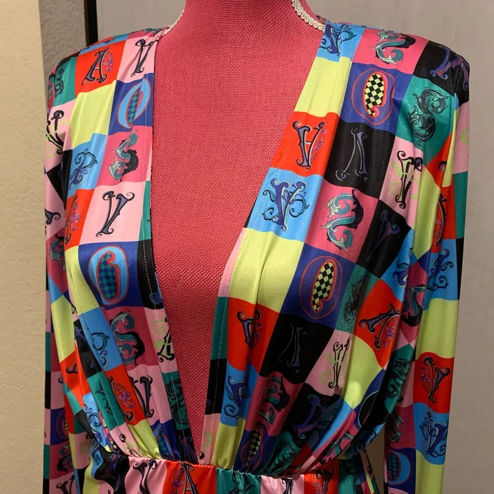 Deep plunge neck colorful bodysuit size L Size L - Image 5