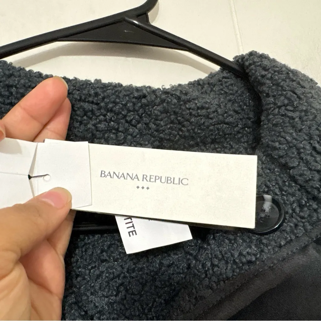 Banana Republic Reversible Vegan Suede Sherpa Jacket Gray Size XS NEW - Image 10