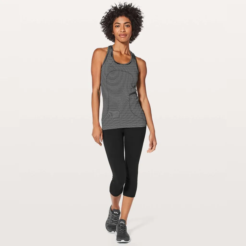 Lululemon Athletica Black and White Striped Swiftly Tech Racerback Tank | 8 - Image 5