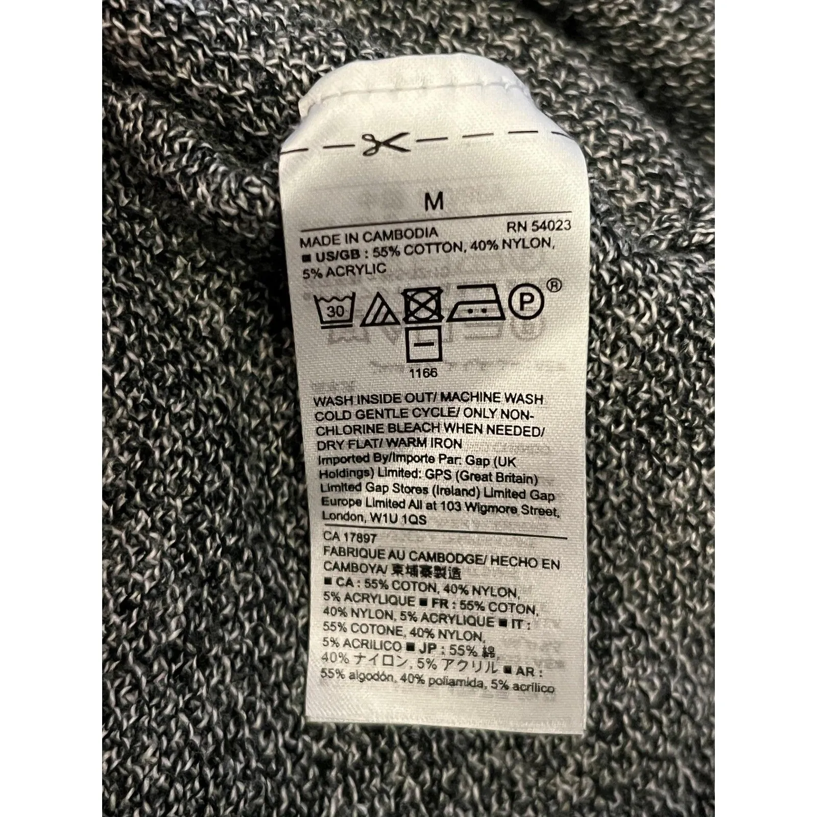 GAP Sweater Womens Medium Black Space Dye Bella V Pullover Knit Cotton Blend - Image 6