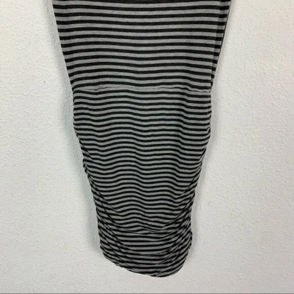 Athleta XXS‎ Gray Striped Ruched Bodycon T Shirt Dress Casual Stretchy - Image 5