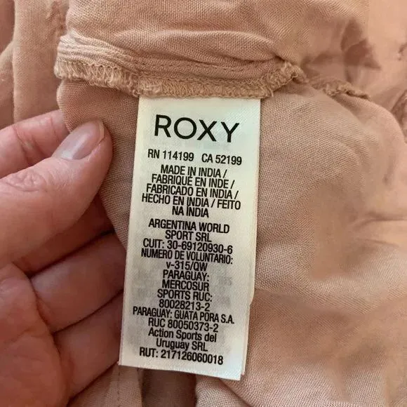 Roxy Dress womens Large Pink Plunge V-Neck Beach Cover Up‎ Mini Flutter Summer - Image 4