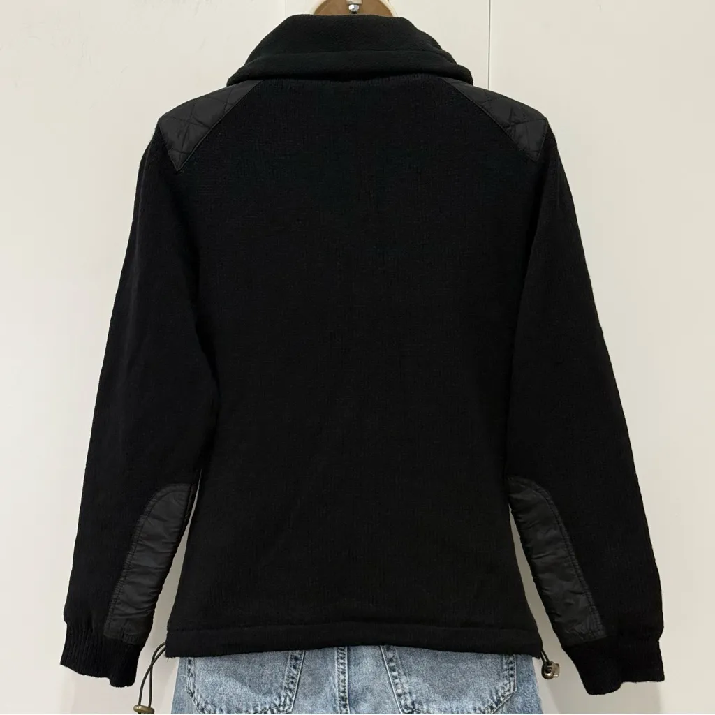 Aran Sweater Market Cowl Nec‎k Aran Swea‎ter XS Black Cable Knit Wool Fisherman - Image 5