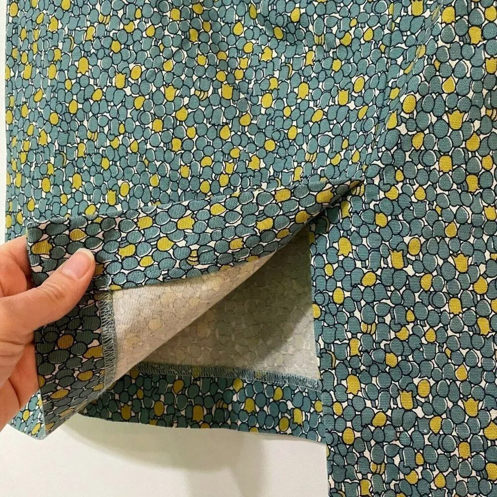 Talbots Womens Yellow Teal Floral Back Zip Pencil Skirt Dark Academia 8 - Image 3