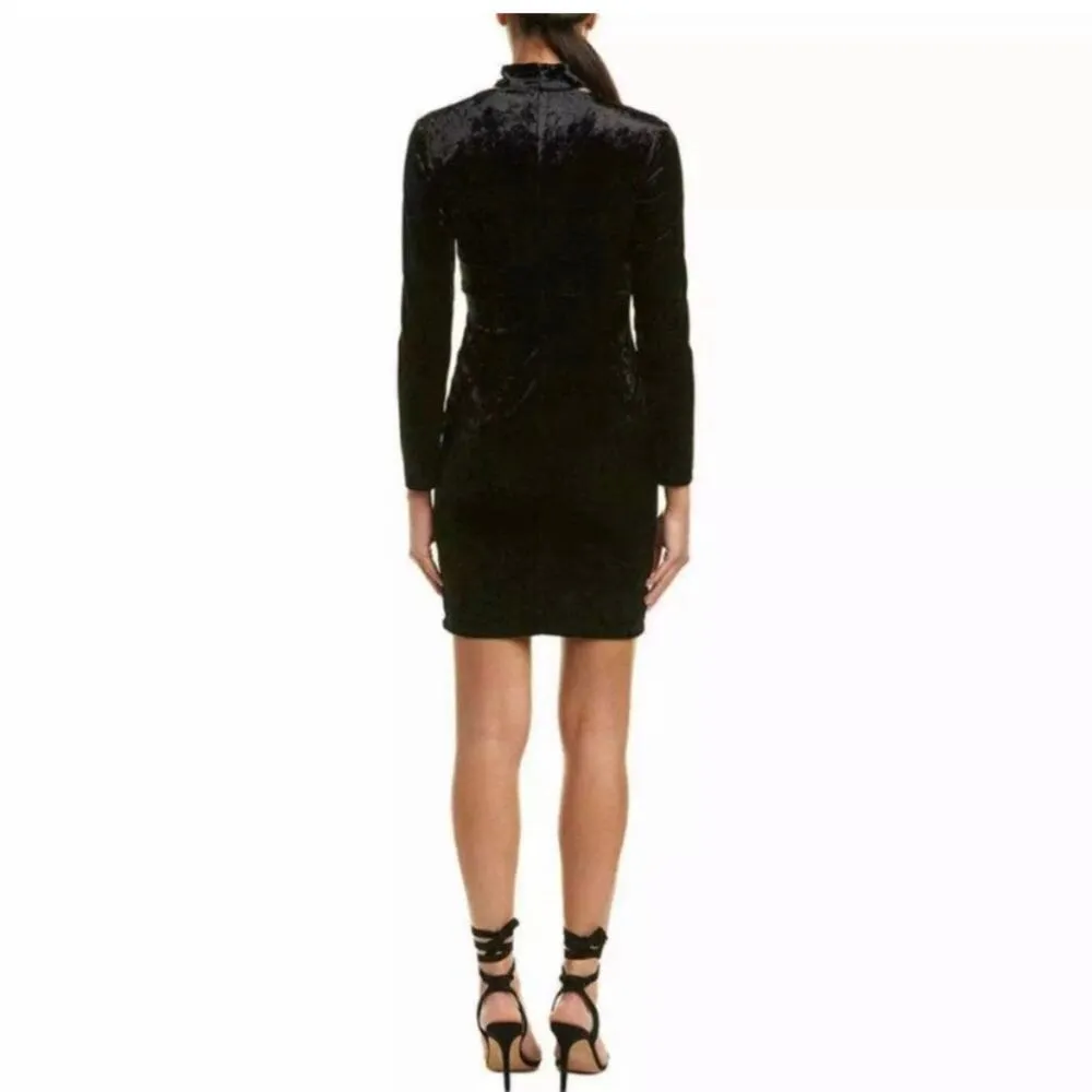 Bardot Black Velvet Kira Long Sleeve Choker Mini Dress Size 8 NEW - Image 2