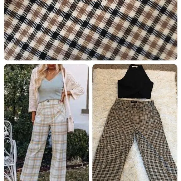 Baggy Crop Flare Plaid Pants! Add Gucci Belt for a classy look - Image 2