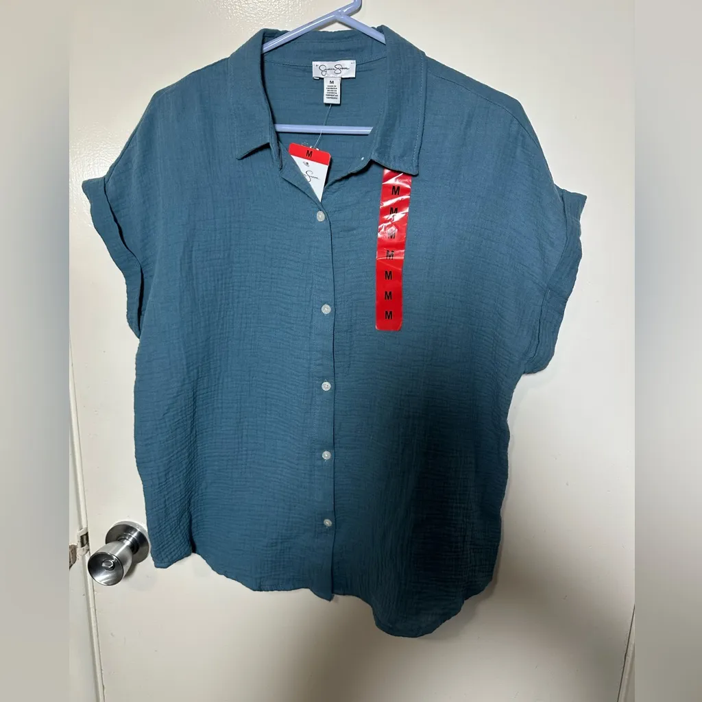 New Jessica Simpson Teal Short Sleeve Shirt - Image 2