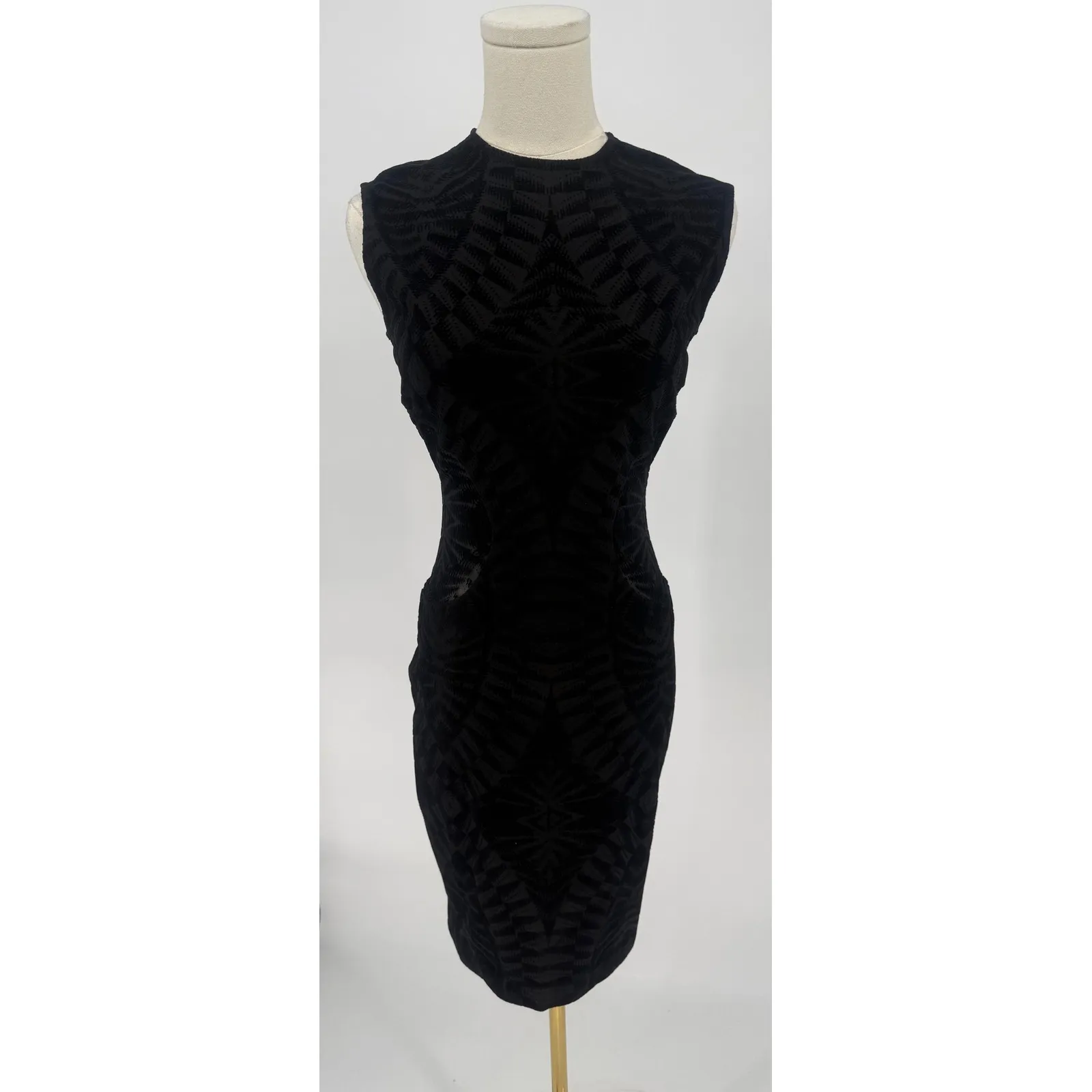 NWT Rony Kobo Mars Tropez Flocked Mesh‎ Midi Dress Black Sz Small $498 - Image 4