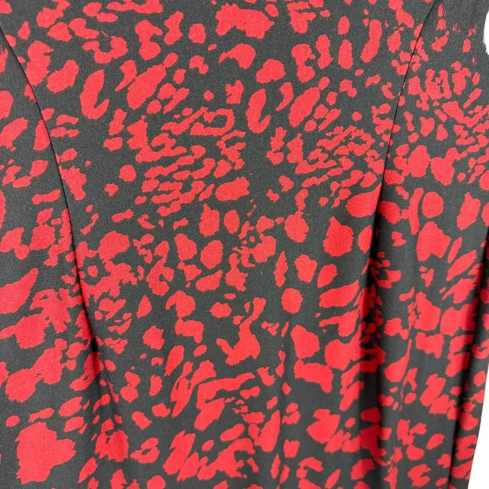 Chico's Black Red White Abstract Animal Print Sleeveless Stretchy Sheath Dress L - Image 3