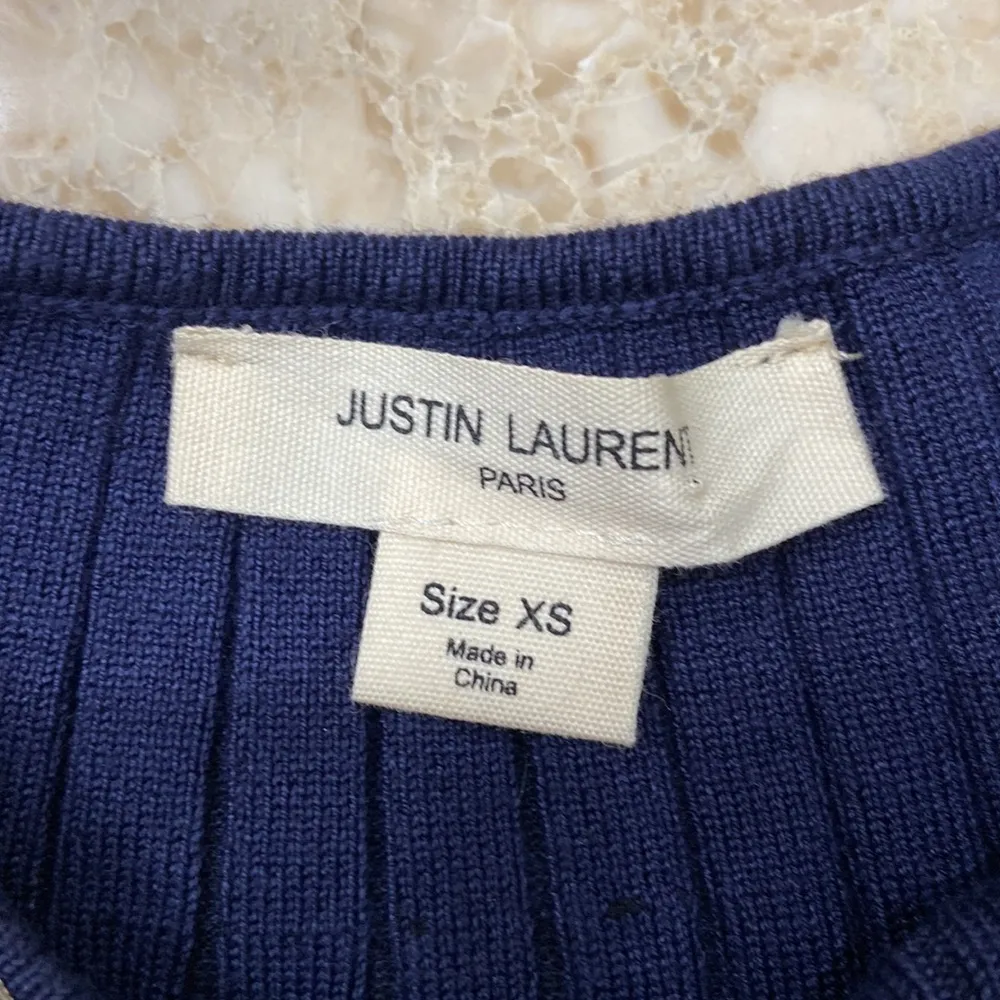 Paris Navy Blue Ribbed Sweater with silver studs on top. Size XS - Image 4