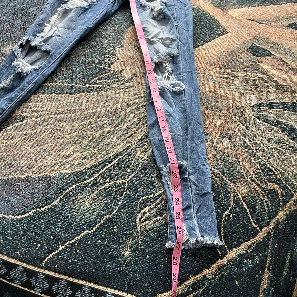 S.O.N.G High Rise Skinny Ankle Jeans Curvy Fit Women’s 00/23 Med Wash Y2K Grunge Blue - Image 11