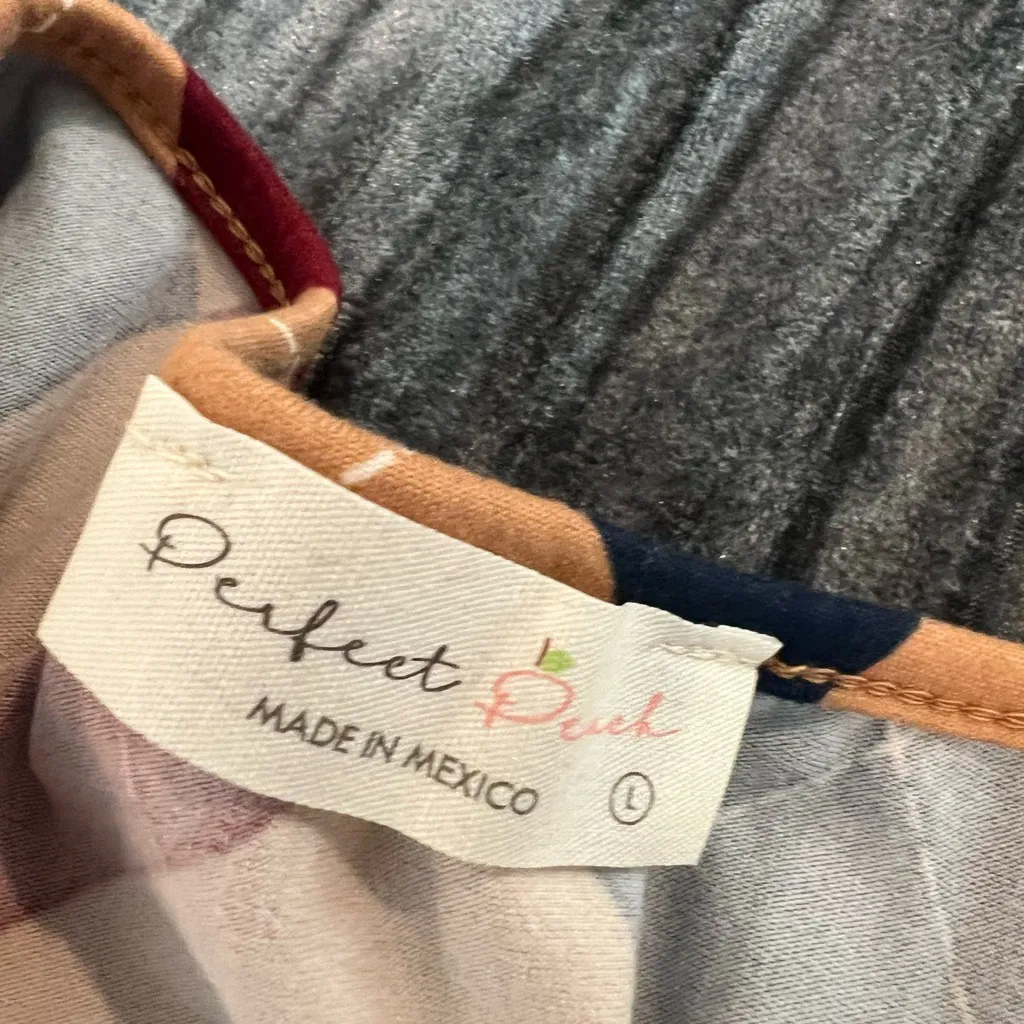 Elegant Multicolor Argyle Pattern Dress Size L by Perfect Peach Brown Size L - Image 5