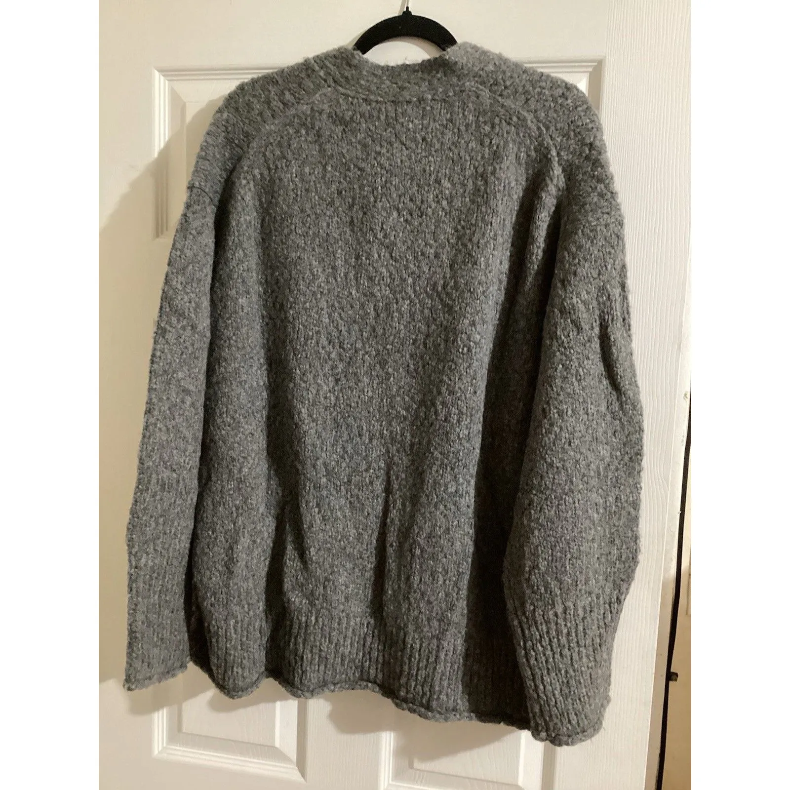 J. Crew Heather Medium Gray Relaxed Cardigan in Textured Yarn Wool Alpaca XL - Image 4
