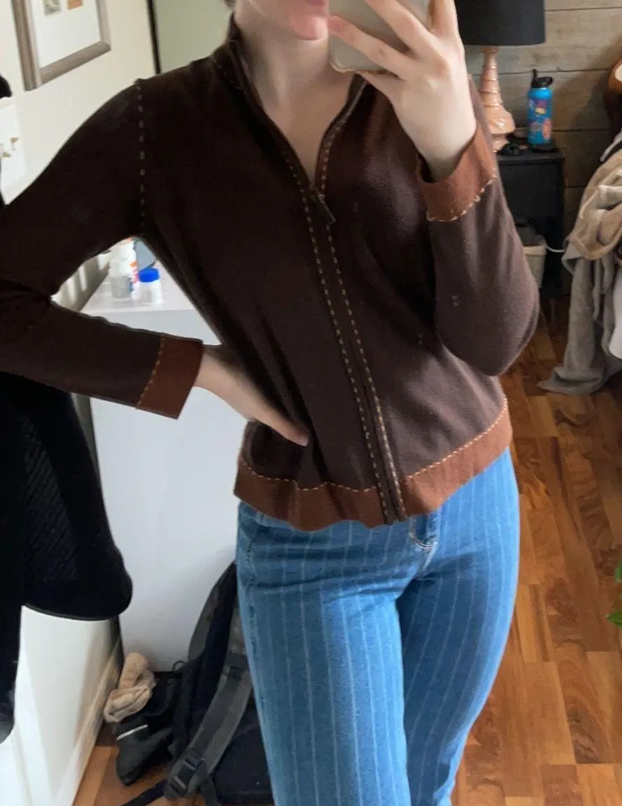 Brown Zip Up Size M petite - Image 2