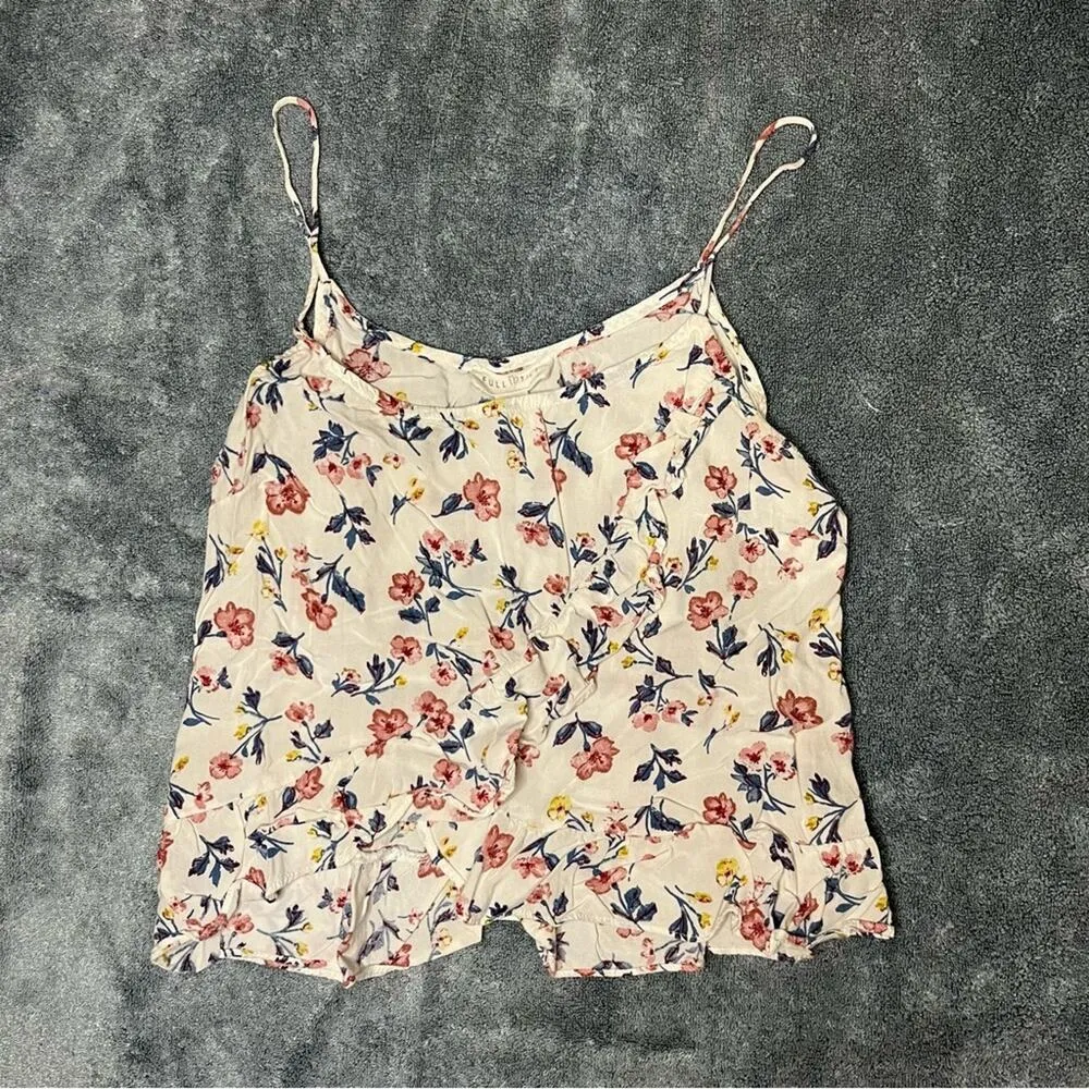 Full Tilt By Tilly’s Floral Ruffle Multi Color Tank Cami Top Coquette Size Small - Image 2