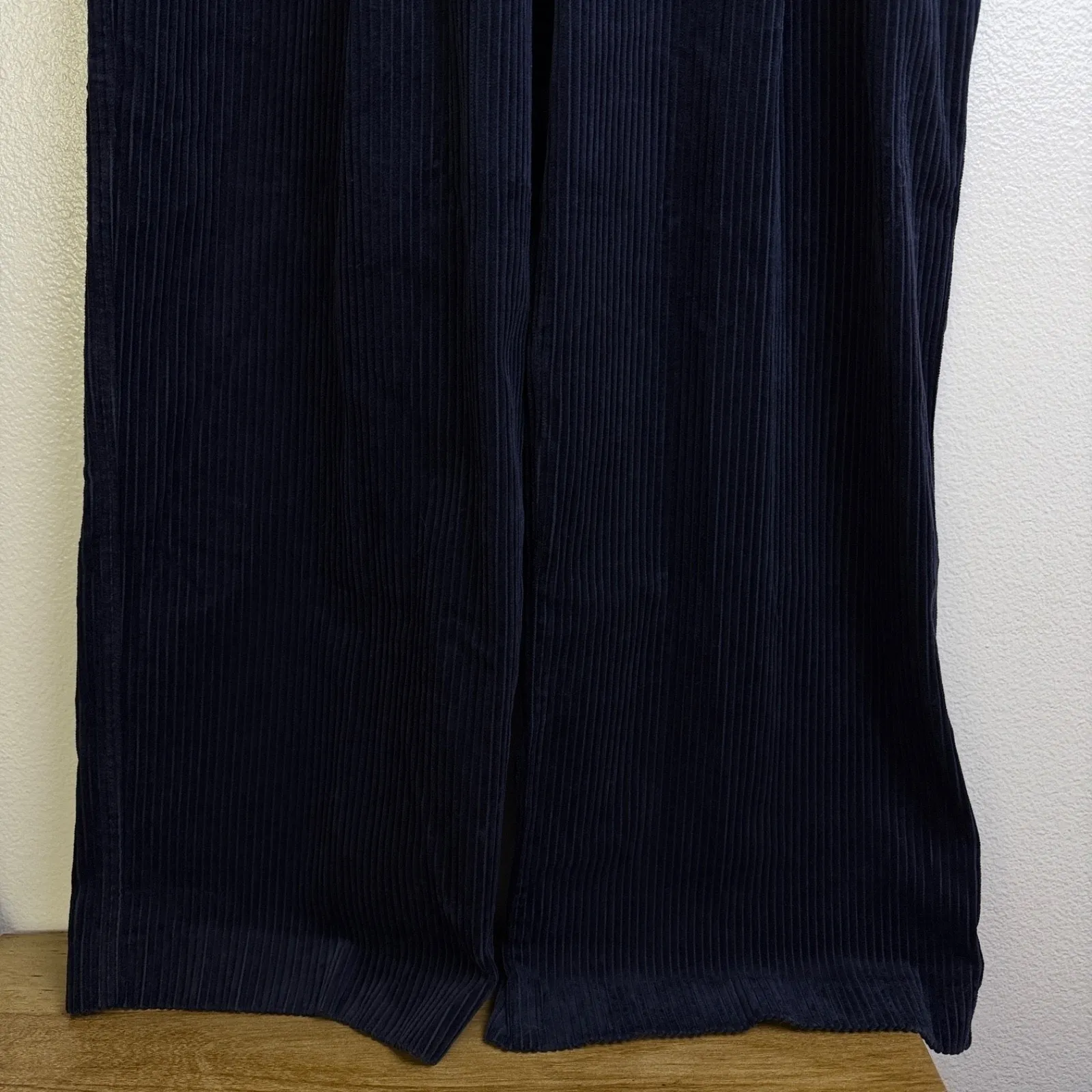 Boden Wide Leg Corduroy Pants Womens Size 12 Navy Blue Pleated 34x29 - Image 4