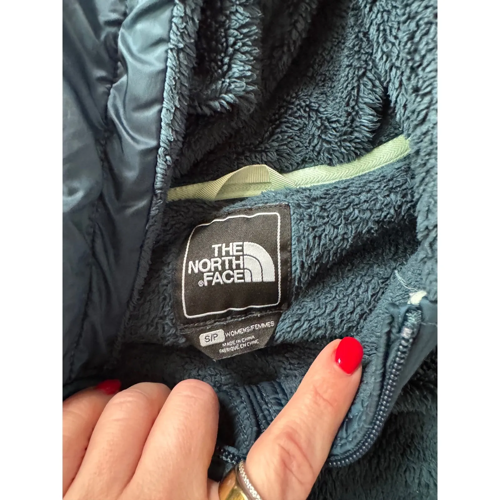 The North Face Womens Fleece Hooded Jacket Teal Blue Size Small Outdoor Layer - Image 4
