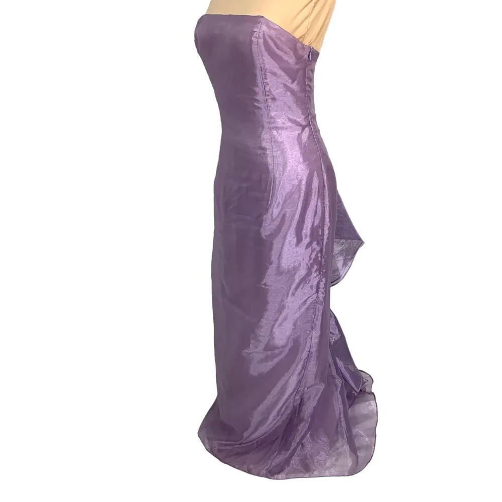 Jessica McClintock Bridal Strapless Lavender Mermaid Evening Dress Ruffles 10 - Image 3