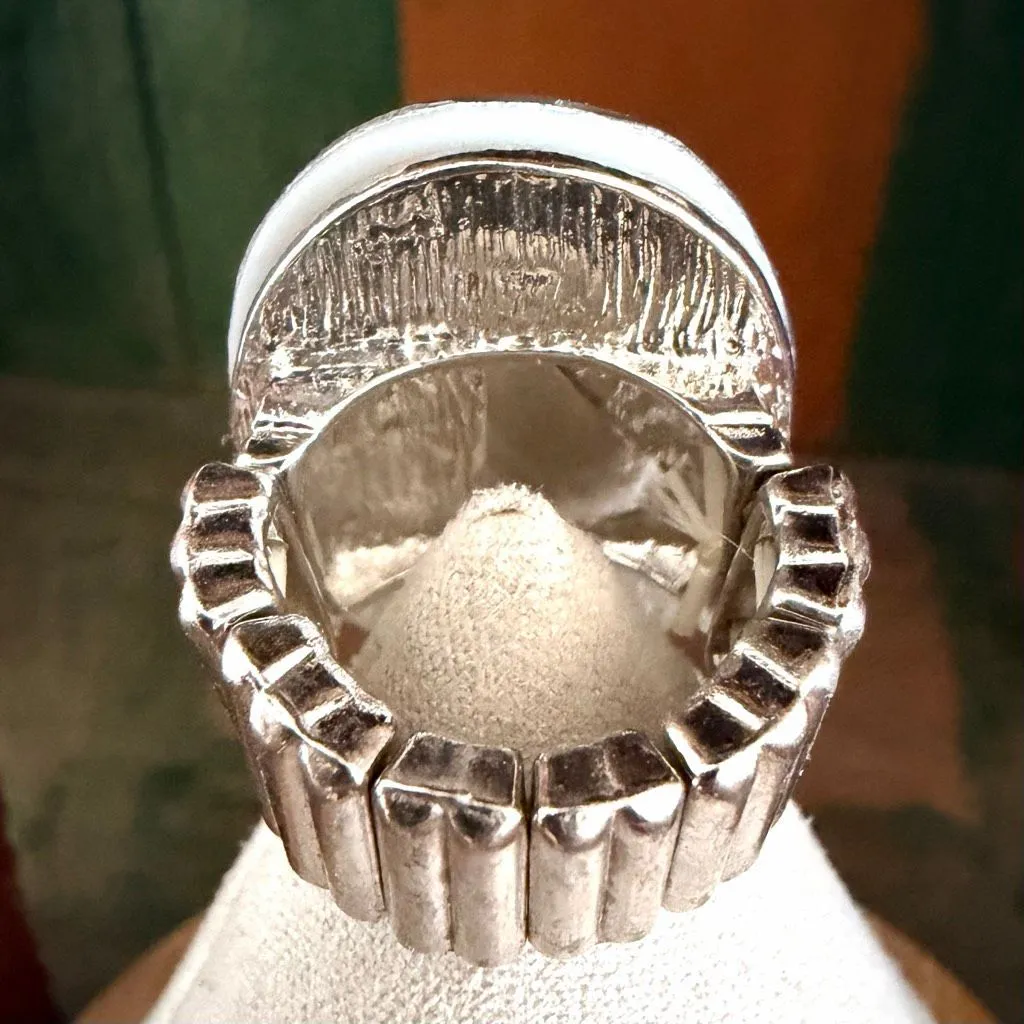 Large Oval Abalone Shell Statement stretchy Ring - Image 6