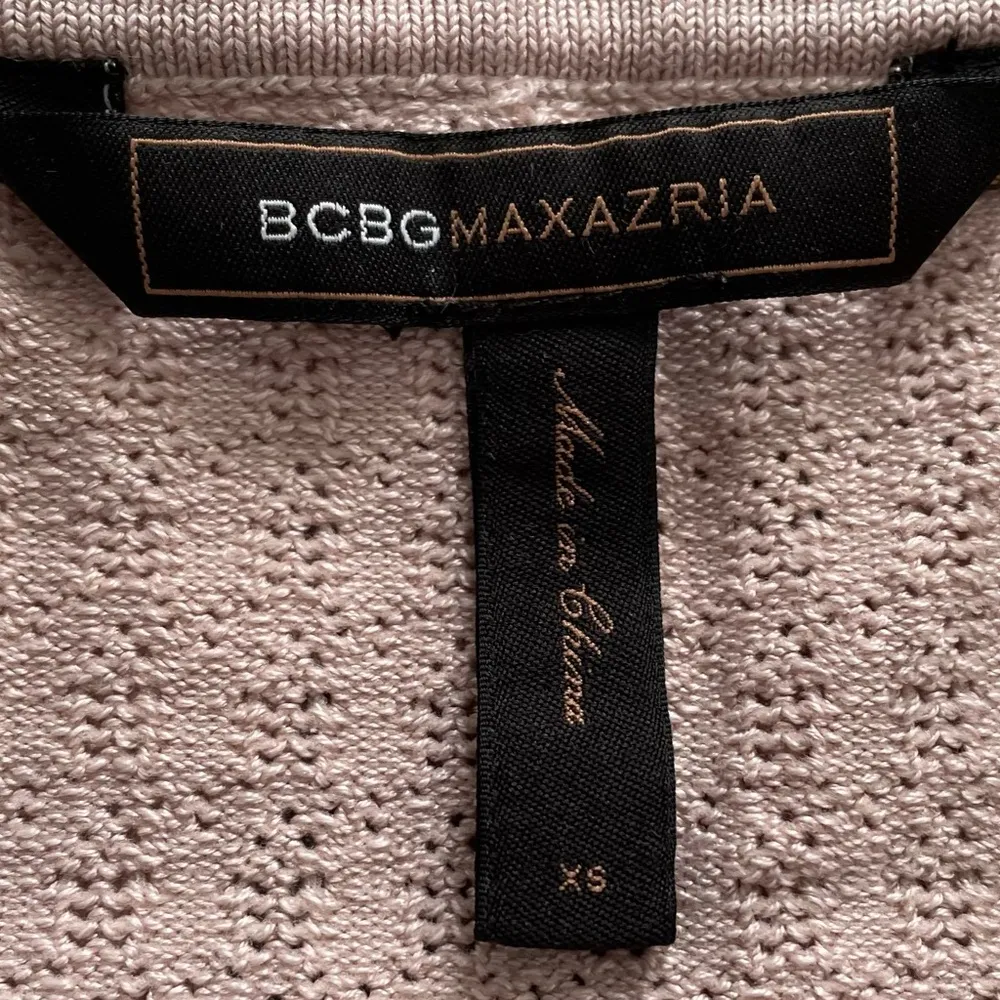 BCBG Maxazria blush pink silk blend bodycon mixed knit mini dress, size XS - Image 2