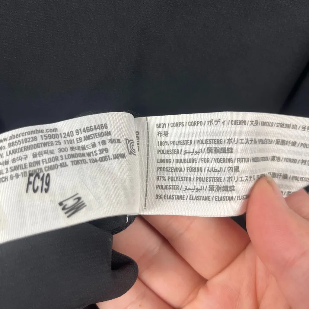 New Abercrombie & Fitch One-Shoulder Scarf Midi Dress black cream size Pet Small - Image 5