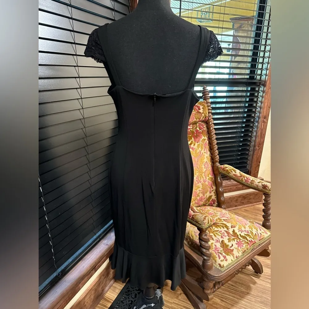 GUC DAVID  MEISTER    black cocktail dress with bottom balse and lace Sz 12 - Image 11