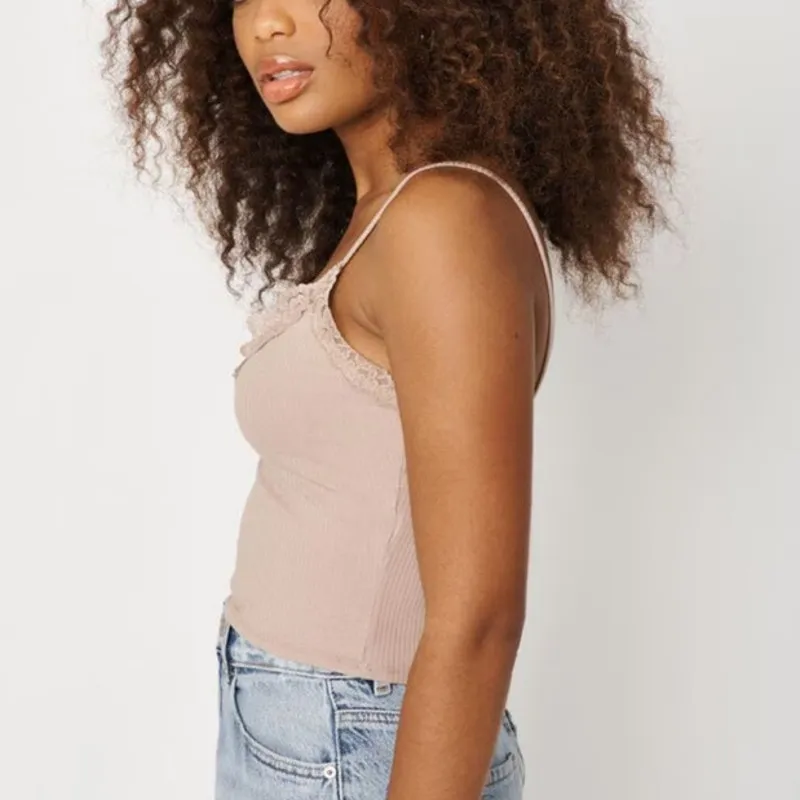 Garage Lace Trim Cami Beige size M - Image 2