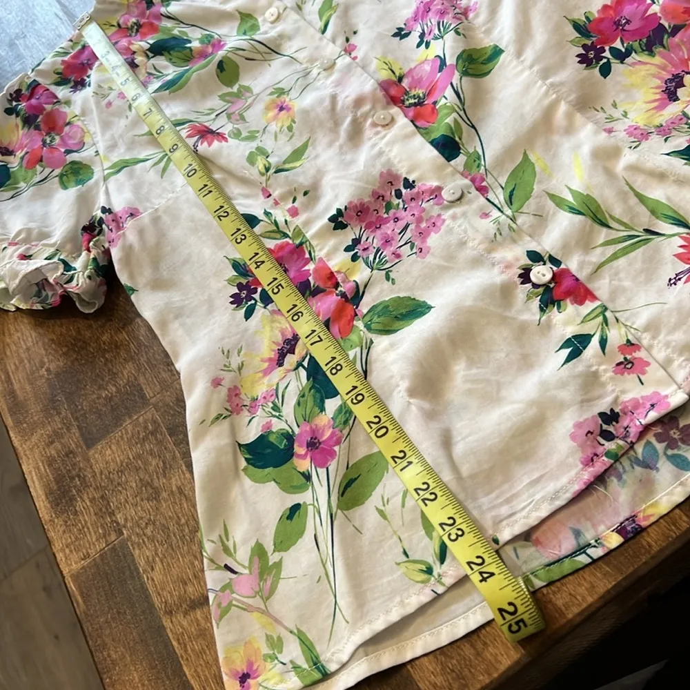 KUT FROM THE KLOTH Floral Ruffle SS Mandarin Collar Button Front Size XS - Image 9