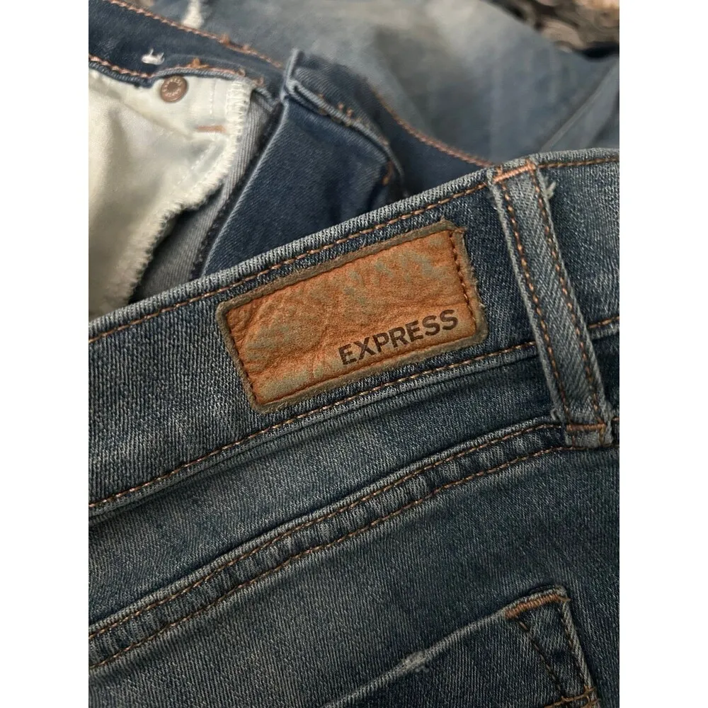 Express Jeans Womens 8R Barely Boot Mid Rise Distressed Blue Denim Stretch - Image 5