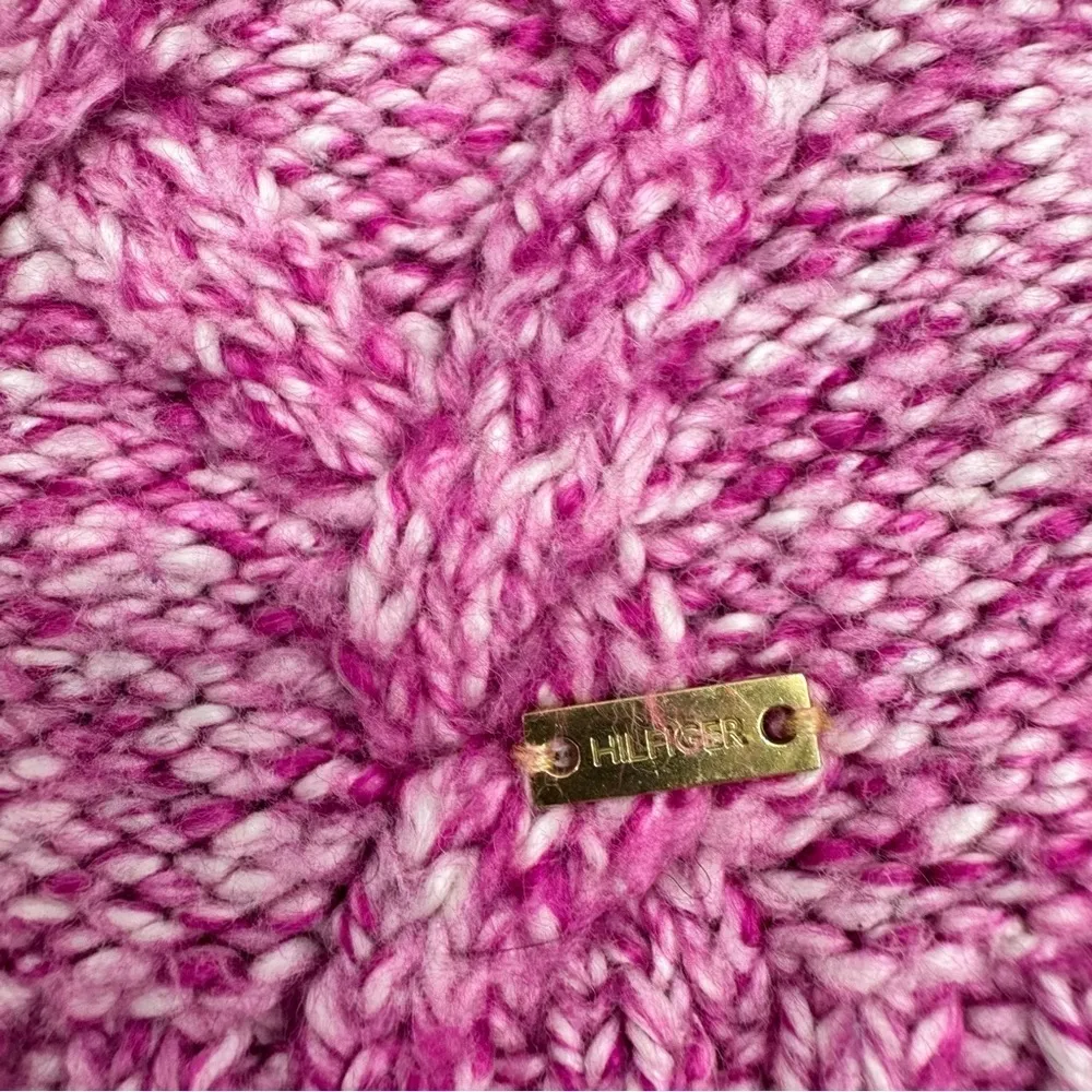 Tommy Hilfiger Fuchsia Pink & Cream  Cable Knit Crewneck Sweater Barbie XL - Image 5