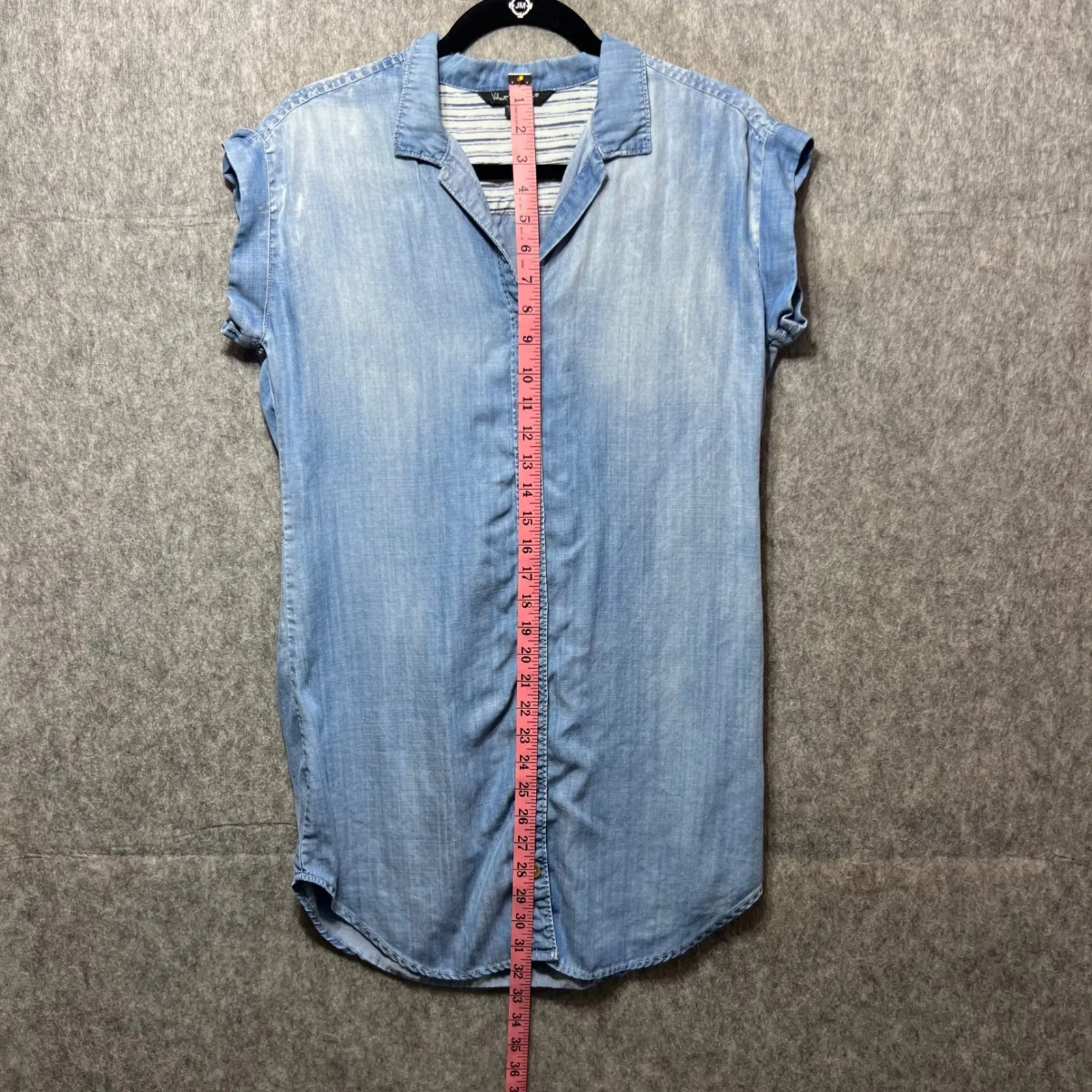 Velvet Heart‎ Denim Shirt Dress Tencel Button Down Sleeveless Small Chambray - Image 4