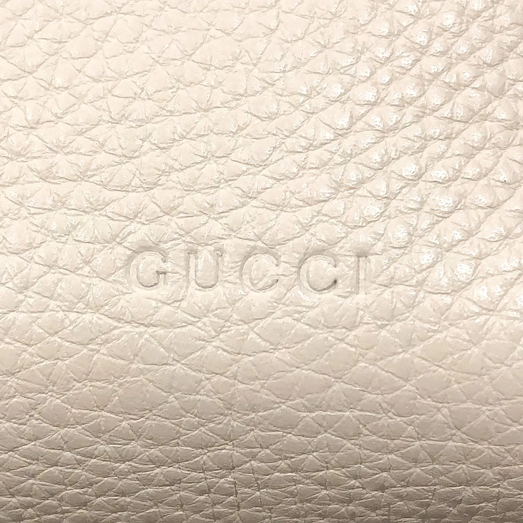 GUCCI Cream Leather Top Handle Front Flap Closure Bamboo Turn-Lock Shoulder Bag - Image 7