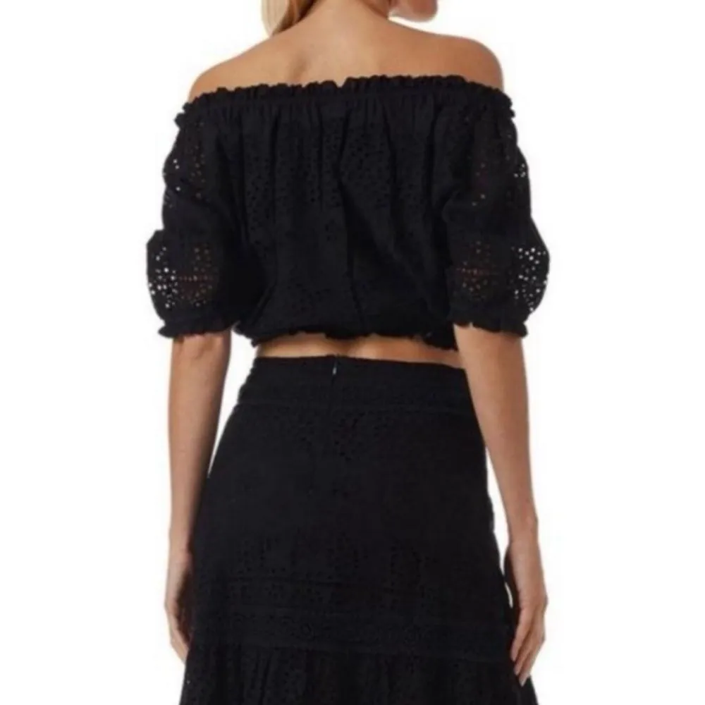 NWT Melissa Odabash Francesca Eyelet Off The Shoulder Top Black Size Large NEW - Image 5