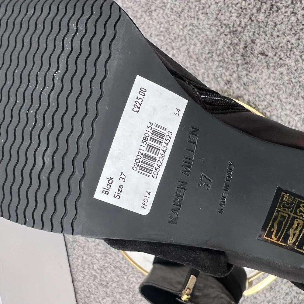 Sz 7 Karen Millen heeled boots with bow detail in black - Image 7