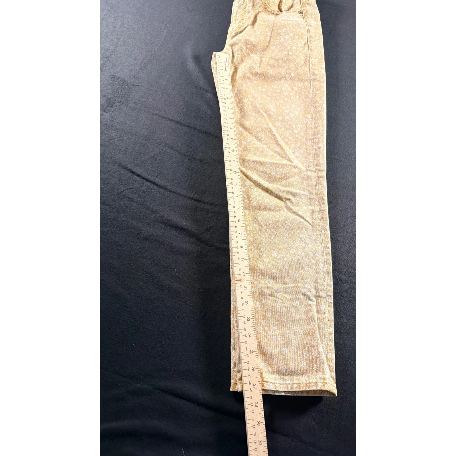 American Eagle Womens Size 00 Floral Print High Rise Straight Jeans Yellow - Image 8