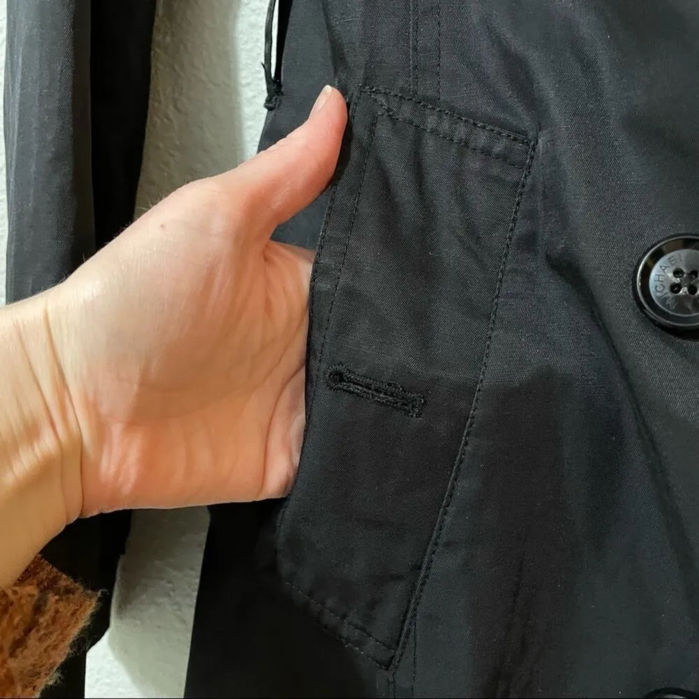 Michael Kors Black Double Breasted Trench Coat Womans XS Lightweight Jacket - Image 7