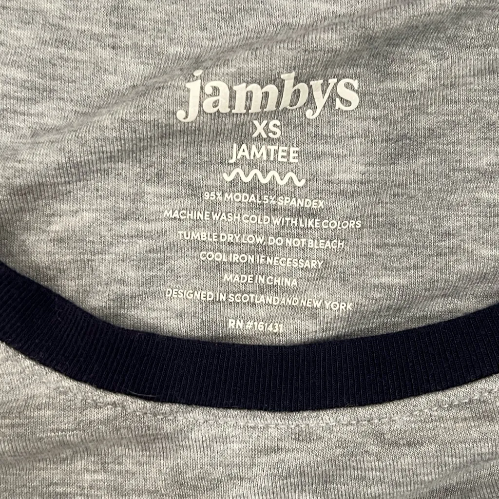 Jambys Adult Jam Tee Short Sleeve Gray Crew Neck Black Trim Chill T - Image 2