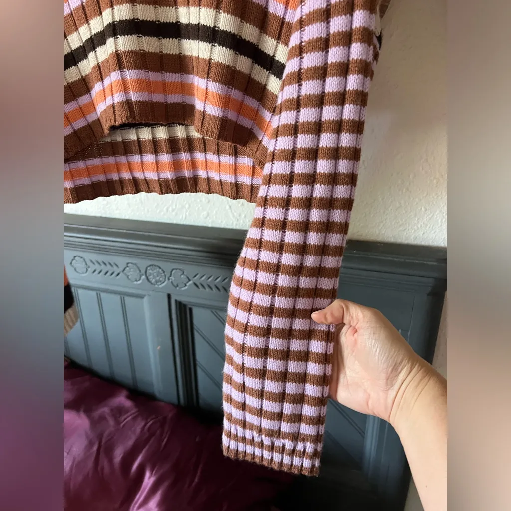 BDG Urban Outfitters Mixed Stripe V-Neck Cropped Sweater XS - Image 5