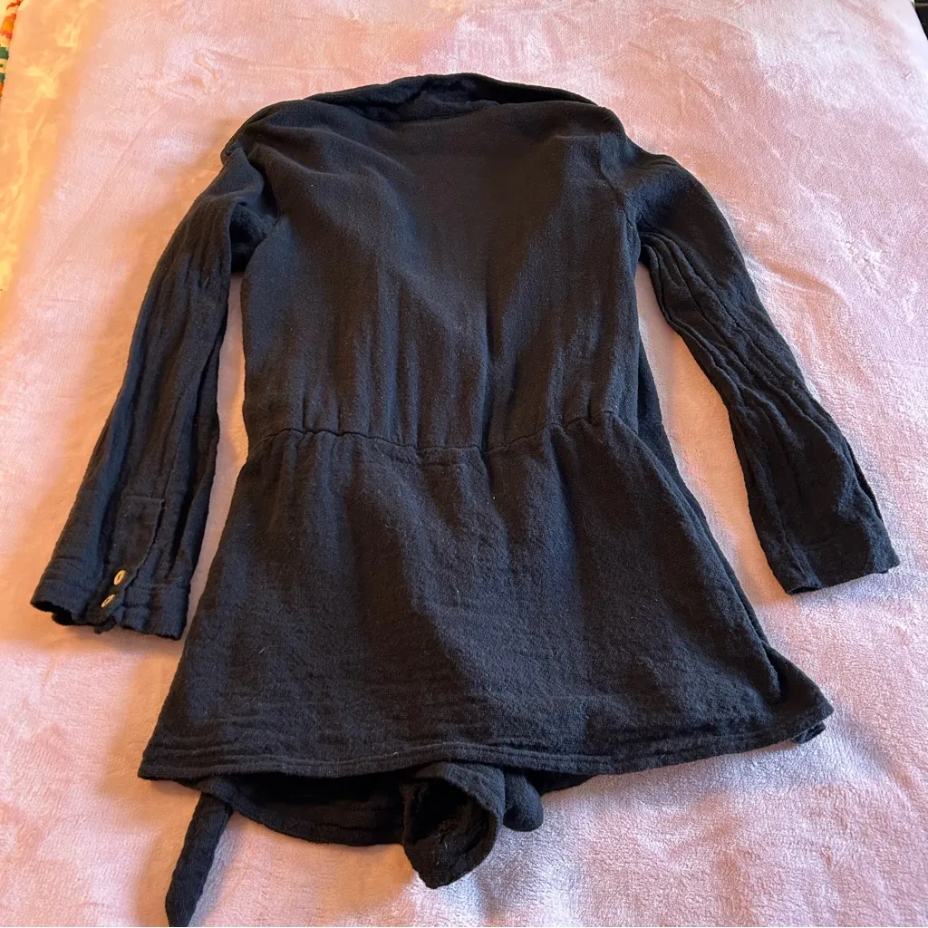 Free People black Lead On skort romper long sleeve wrap around size S - Image 2