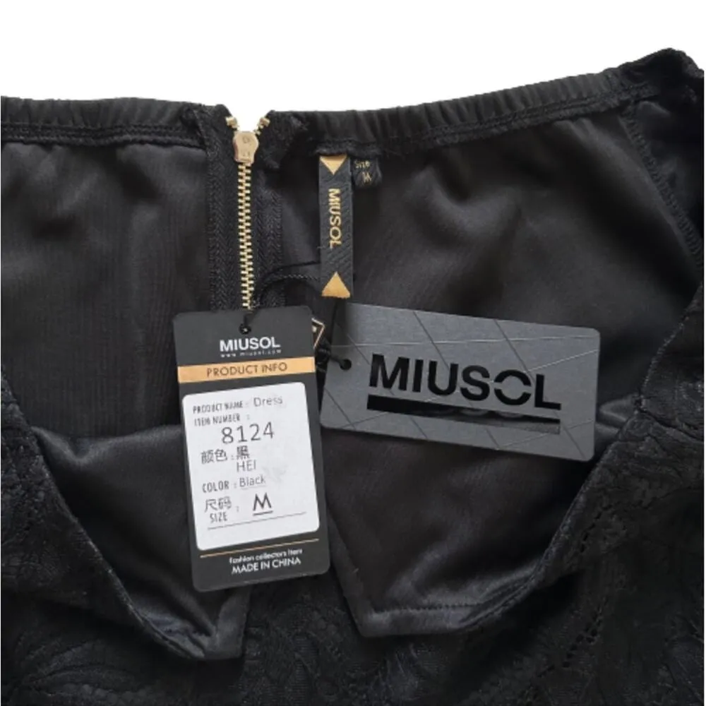 Miusol Dress Black Lace Short Sleeve Fit Flare Elegant Cocktail Dress Medium NEW - Image 2