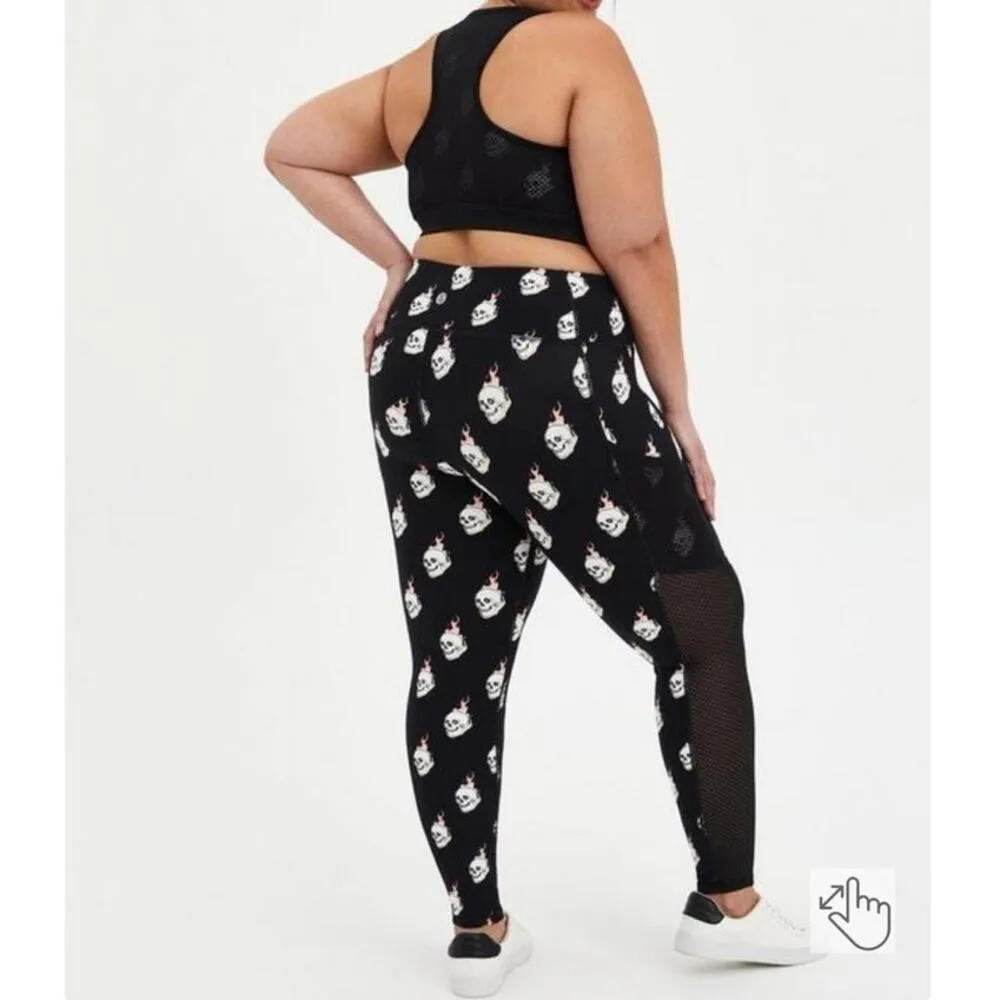 Torrid Active Performance Core Mesh Side Insert Legging 2X Women’s Skull Black - Image 6