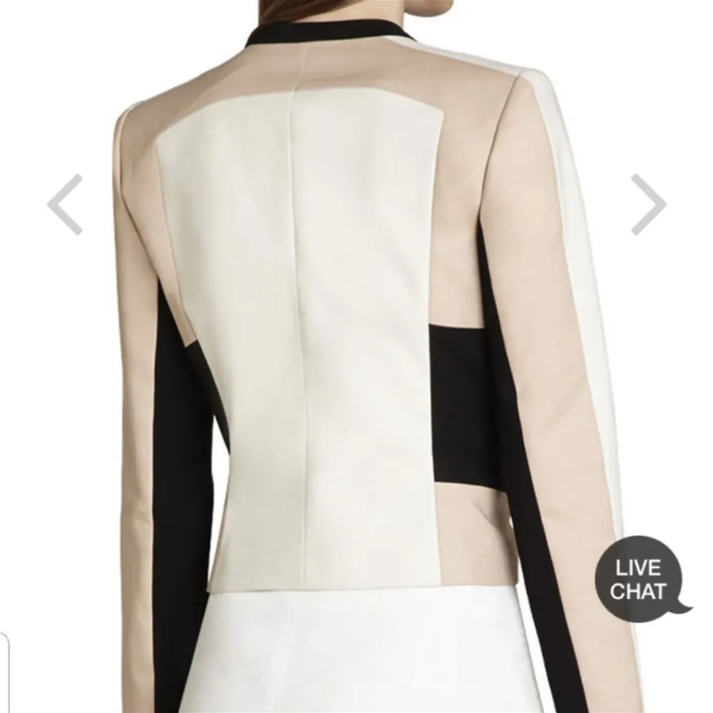 BCBGMAXAZRIA Erin Color Blocked Moto Jacket Blazer BEIGE/BLACK Size S NEW - Image 7
