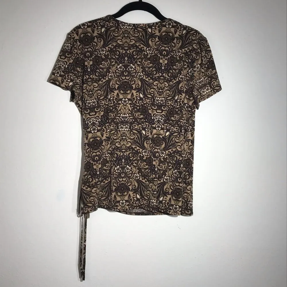 STUDIO I Two Piece Skirt Set Brown Floral Size 10 - Image 14