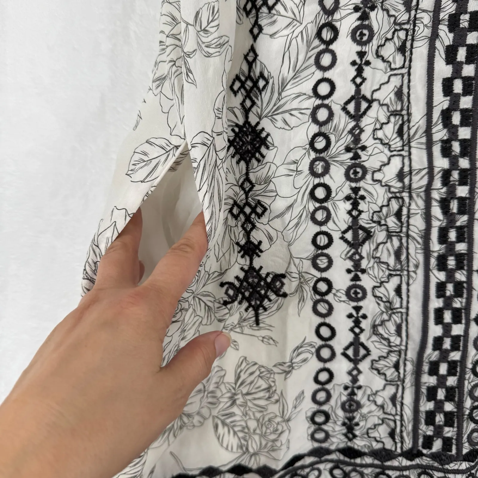 JOHNNY WAS KANCHAI DRESS Size L Embroidered Floral Print Linen Blend Tunic‎ - Image 3