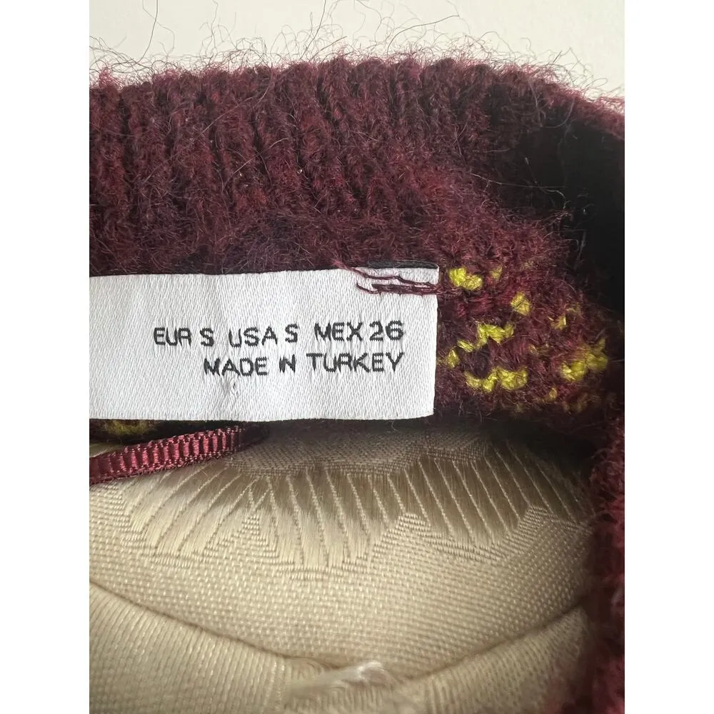 Zara Cut Out Checkered Knit Long Sleeve Sweater S - Image 6